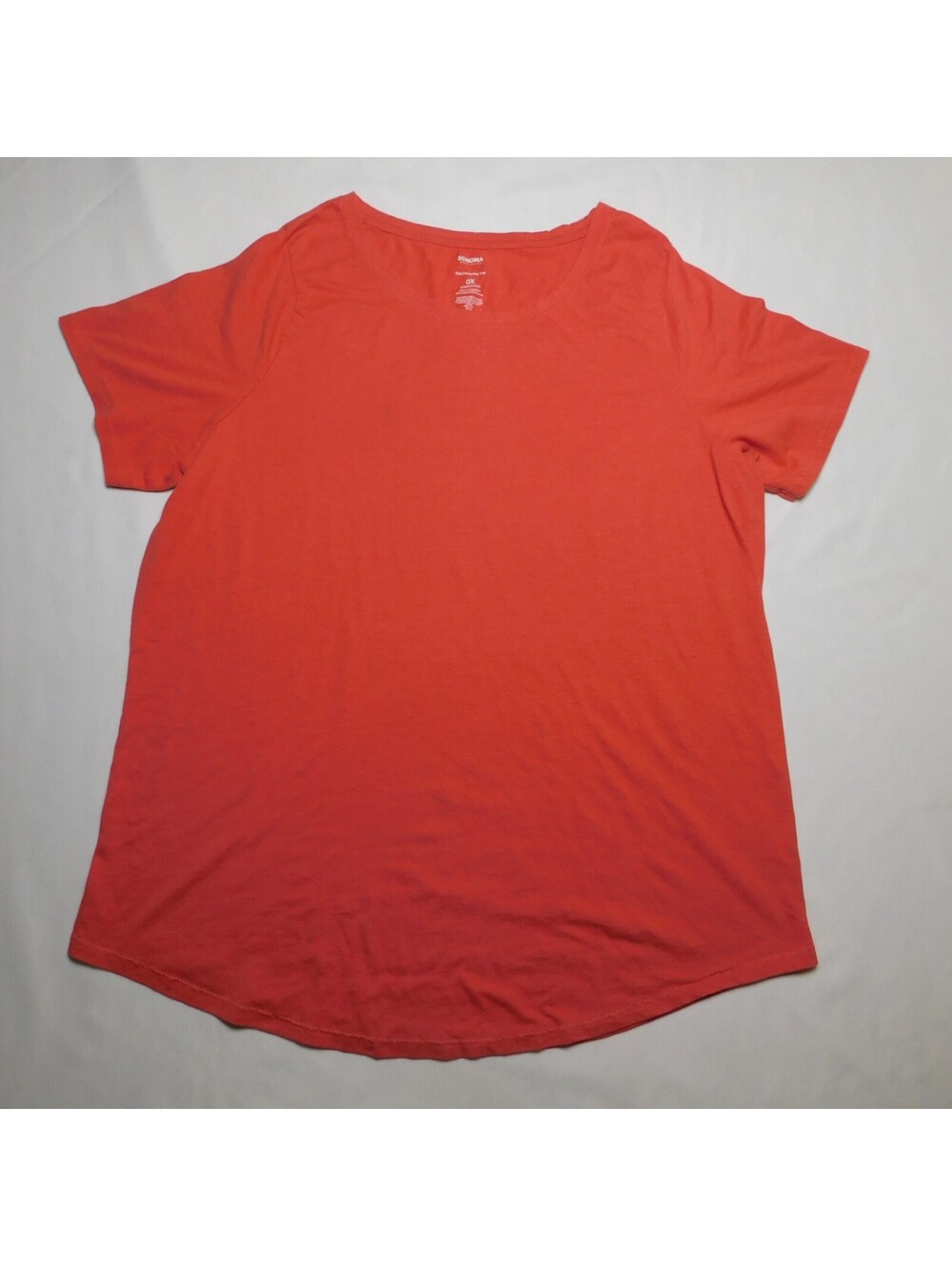 Sonoma Goods For Life Womens Plus 0X Orange The Everyday Tee Short Sleeve Shirt
